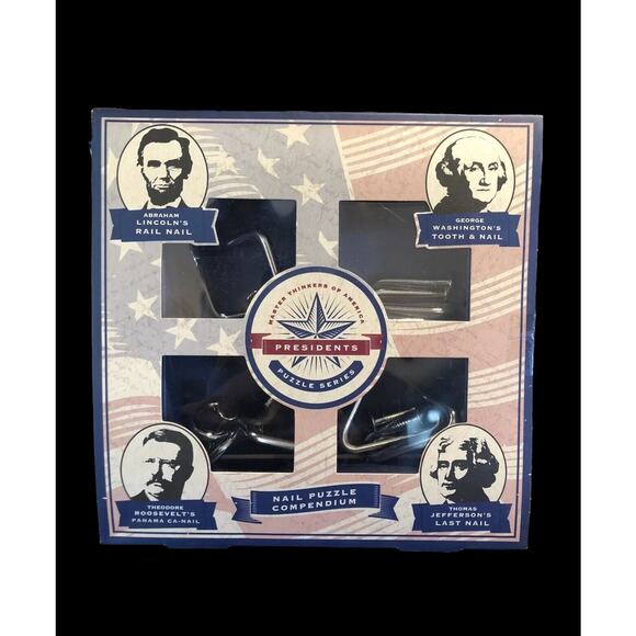 Master Thinkers Of America Presidents Puzzle Series Nail Puzzle Compendium - Picture 1 of 4